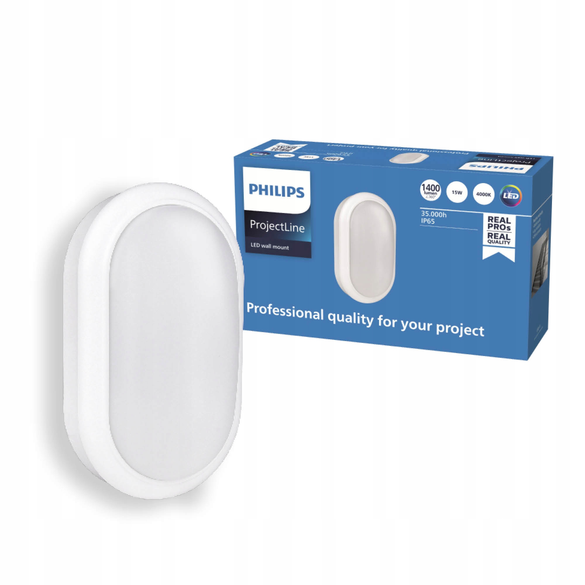 Záhradné nástenné svietidlo Philips, biele, integrovaný 15 W LED zdroj
